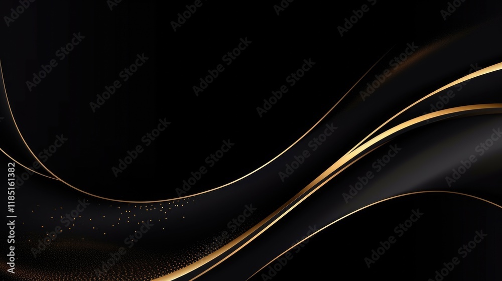 Free abstract black background with gold wave Free abstract black background with gold wave