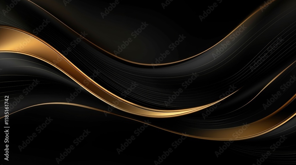 Obraz premium Free abstract black background with gold wave