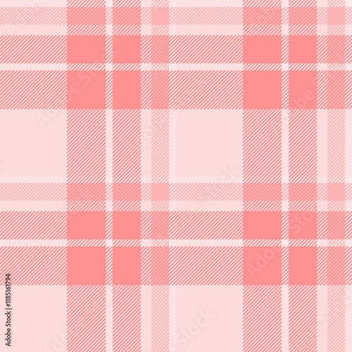 Flow textile fabric tartan, christmas card check background plaid. Rustic texture vector seamless pattern in light and red colors.