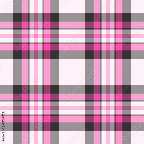 Ornament tartan vector pattern, antique texture background plaid. Crease fabric check seamless textile in pink and vintage gray colors.