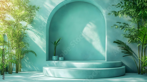 Teal Studio Product Display, Plants, Sunlight