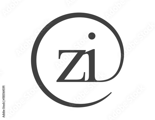 ZI logo from two letter with circle shape email sign style. Z and I round logotype of business company