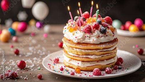Festive Pancake Stack with Birthday Candles
