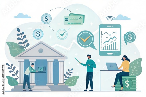 Fintech -financial technology concept.Business investment banking payment.vector illustration. photo