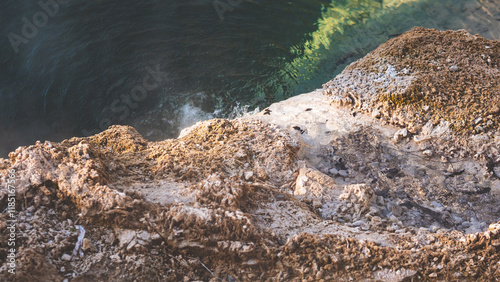 Thermal activity lakes puddles tokaanu new zealand nature beautiful steaming hot water photo