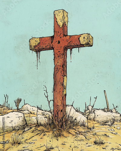 Christian Cross surrealist illustration photo