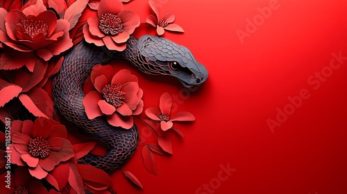 Chinese New Year.lunar new year,year of the snake. symbolizes the Lunar New Year of China