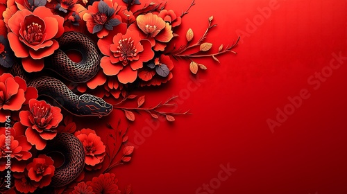 Chinese New Year.lunar new year,year of the snake. symbolizes the Lunar New Year of China