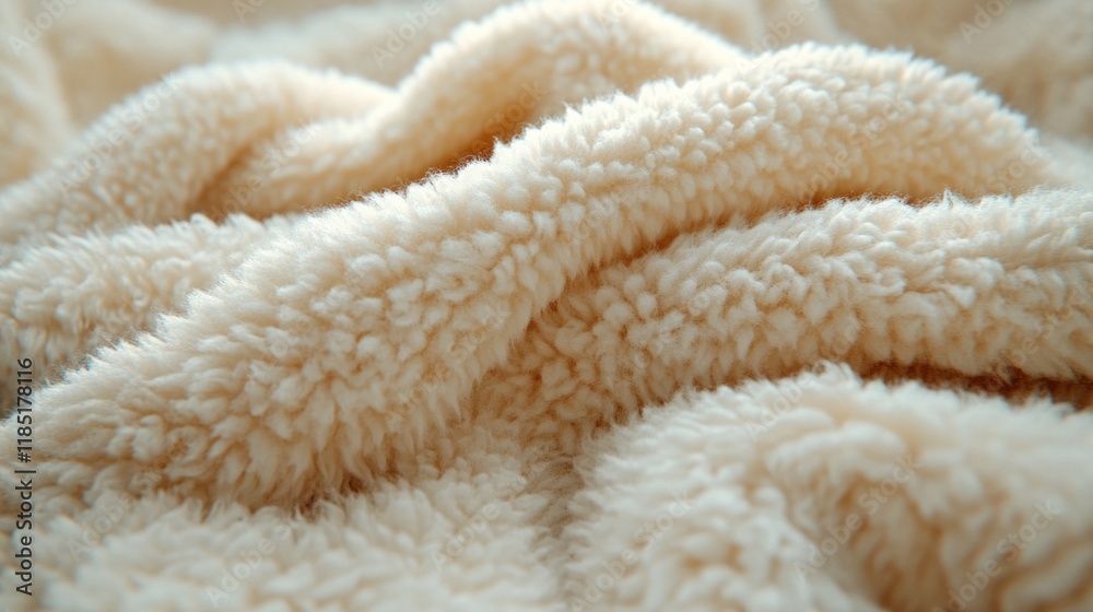 Soft beige fleece fabric texture with plush folds and patterns Soft beige fleece fabric texture with plush folds and patterns