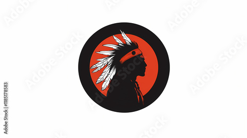 Anishinaabe symbol icon in a black circle. Thundertide. Illustration photo