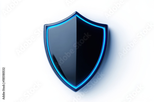 Free Download Futuristic shield icon with glowing blue edges, symbolizing protection and security - GFXLoad