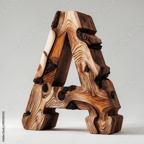 Rustic Wooden Letter A Sculpture