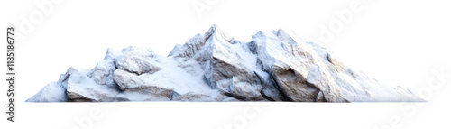 A majestic snowy mountain peak, isolated transparent background