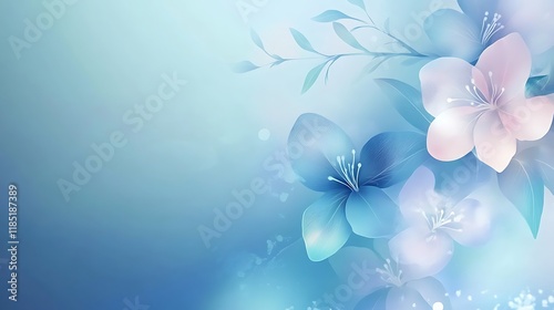 Delicate Blue and Pink Flowers Artistic Design