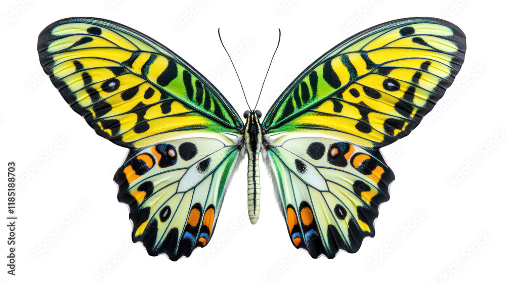 Obraz premium A Queen Alexandra Birdwing Butterfly, isolated transparent background