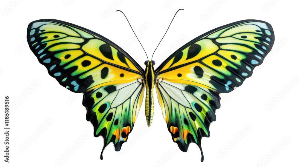 Obraz premium A Queen Alexandra Birdwing Butterfly, isolated transparent background