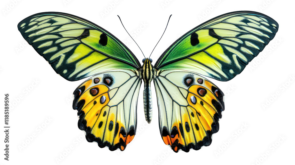 Fototapeta premium A Queen Alexandra Birdwing Butterfly, isolated transparent background