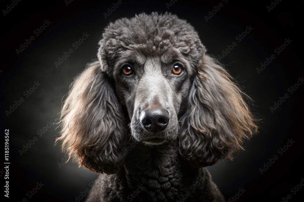 Elegant Silhouette of a Standard Poodle Dog - Close-up Portrait Stock Photo Elegant Silhouette of a Standard Poodle Dog - Close-up Portrait Stock Photo