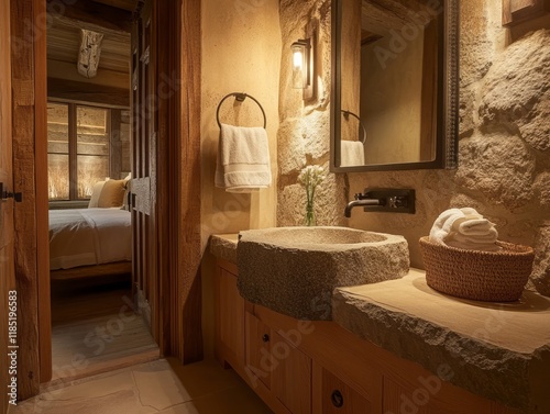 Rustic Stone Sink Bathroom ...