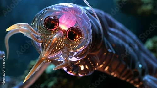Radiant alien lurking in the underwater dark