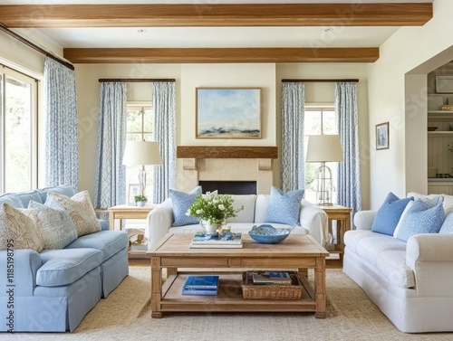 Elegant Living Room With Bl...