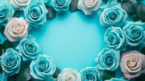 Turquoise background with turquoise roses