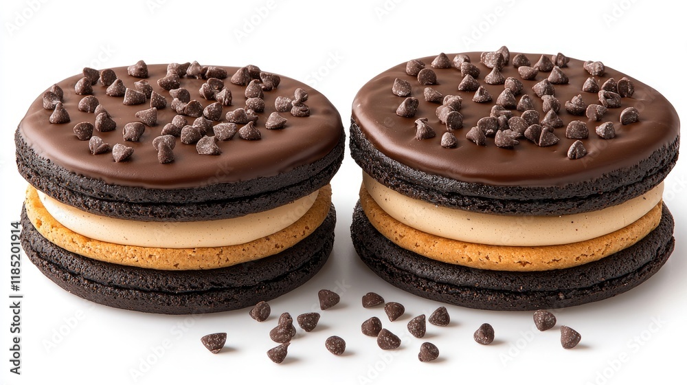 Scrumptious Chocolate Cookies: Layers of Decadence, Chocolate Chips, and Creamy Goodness. Perfect Sweet Treat for Any Occasion!