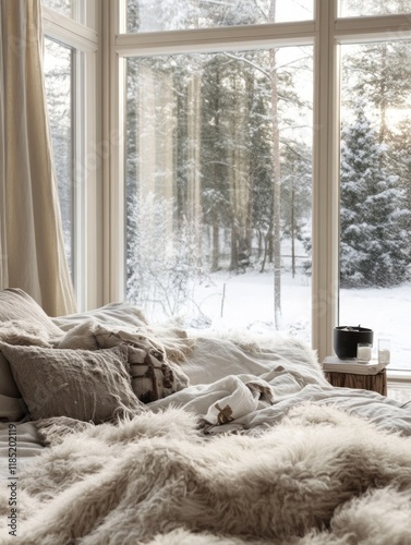 Cozy Winter Bedroom Scene W...