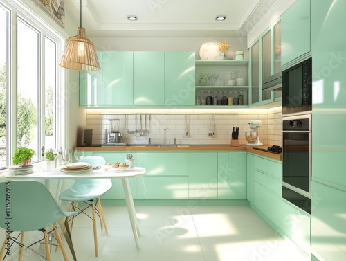 Modern Mint Green Kitchen D...