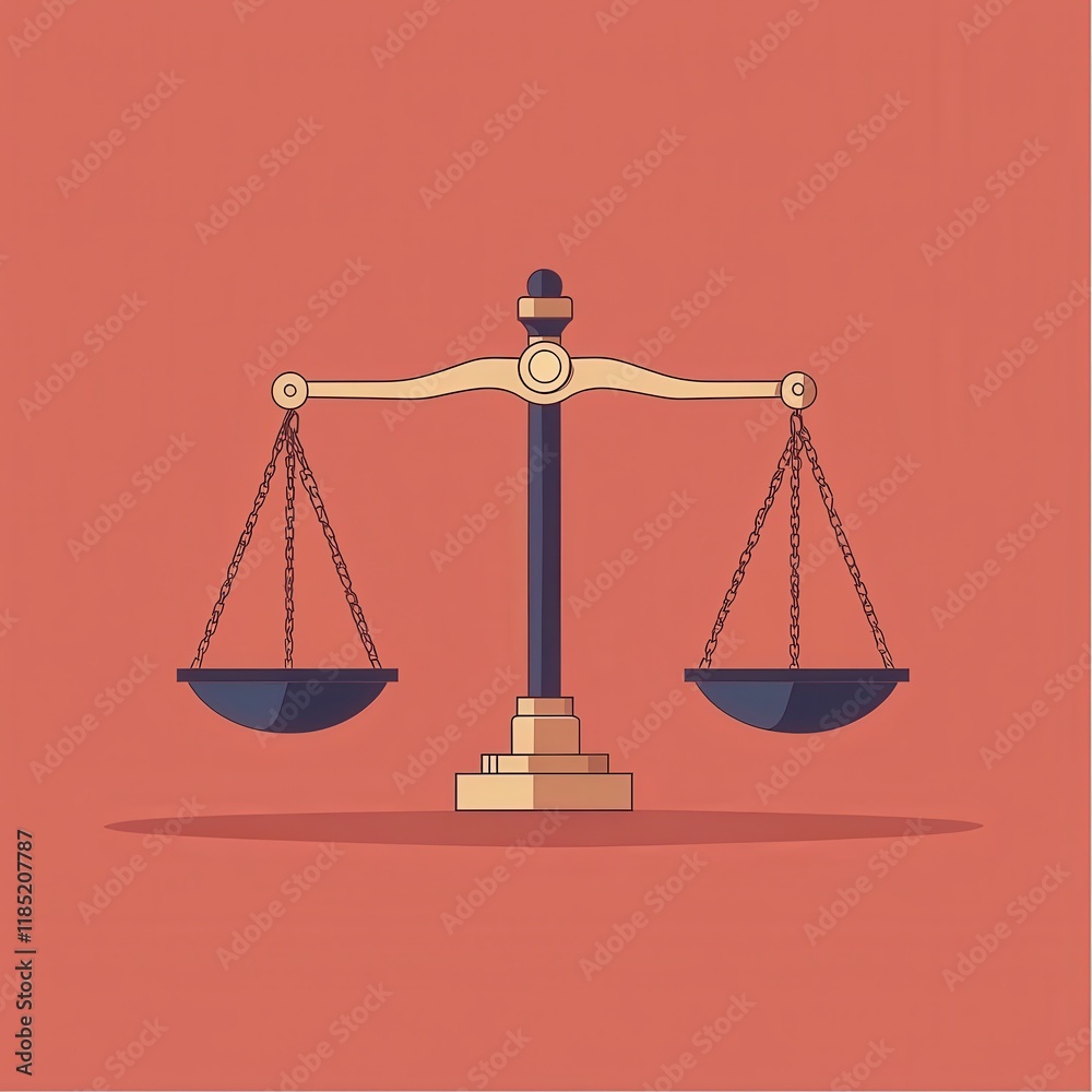 Traditional Balance Scale Illustration on a Bold Background Traditional Balance Scale Illustration on a Bold Background