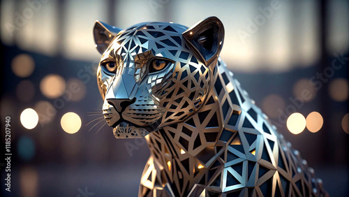 leopard, metal sculpture