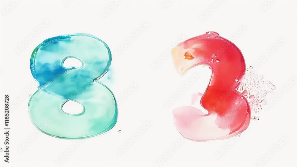 colored various design collection 1 watercolour 0 creative drawing sticker invitation elements background numbers illustration card hand white multi olated watercolor painted number rainbow