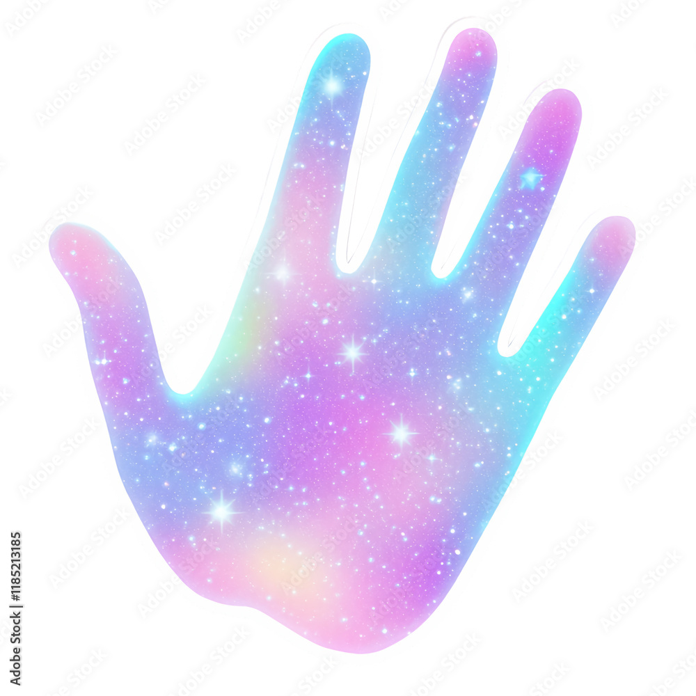 Sticker hand with gradient color and stars Sticker hand with gradient color and stars