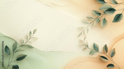 Elegant Green Branches on Pastel Background
