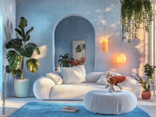 Serene Living Room With Mod...