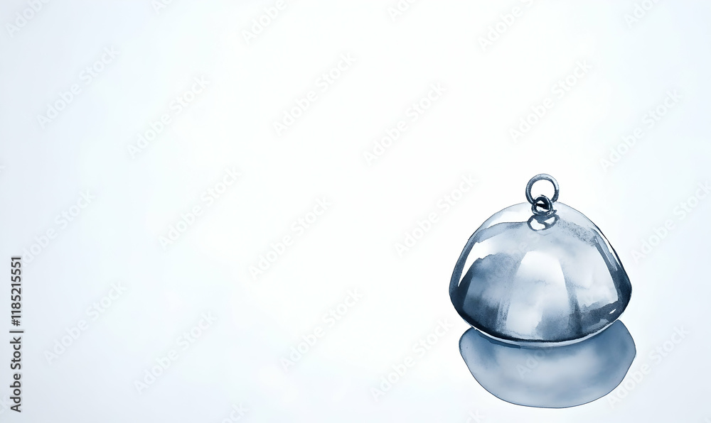 Fototapeta premium Glass cloche on reflective surface, minimalist backdrop, food presentation