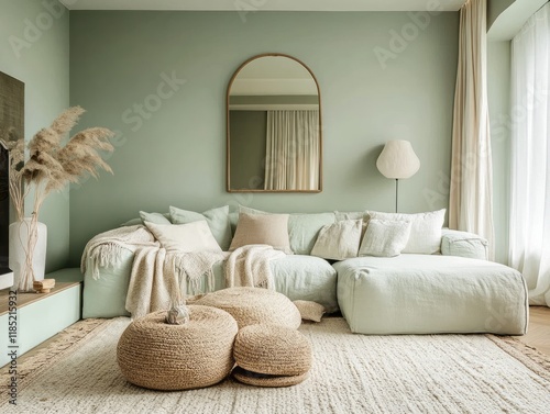 Sage Green Living Room With...