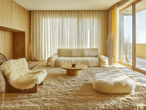 Modern Living Room With Bei...