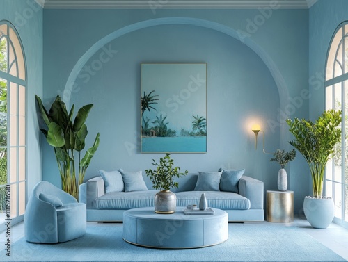 Serene Blue Living Room Tro...
