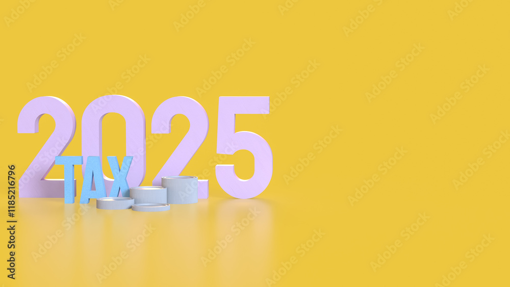 The Number and coins for Tax 2025 concept 3d Rendering. The Number and coins for Tax 2025 concept 3d Rendering.