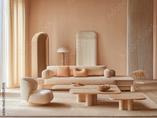 Modern Beige Living Room De...