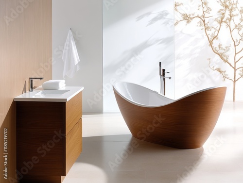 Modern Wooden Bathtub Bathr...