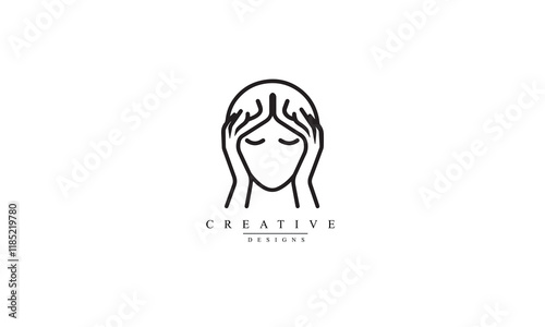 Stress or anxiety line outline icon black Logo white background