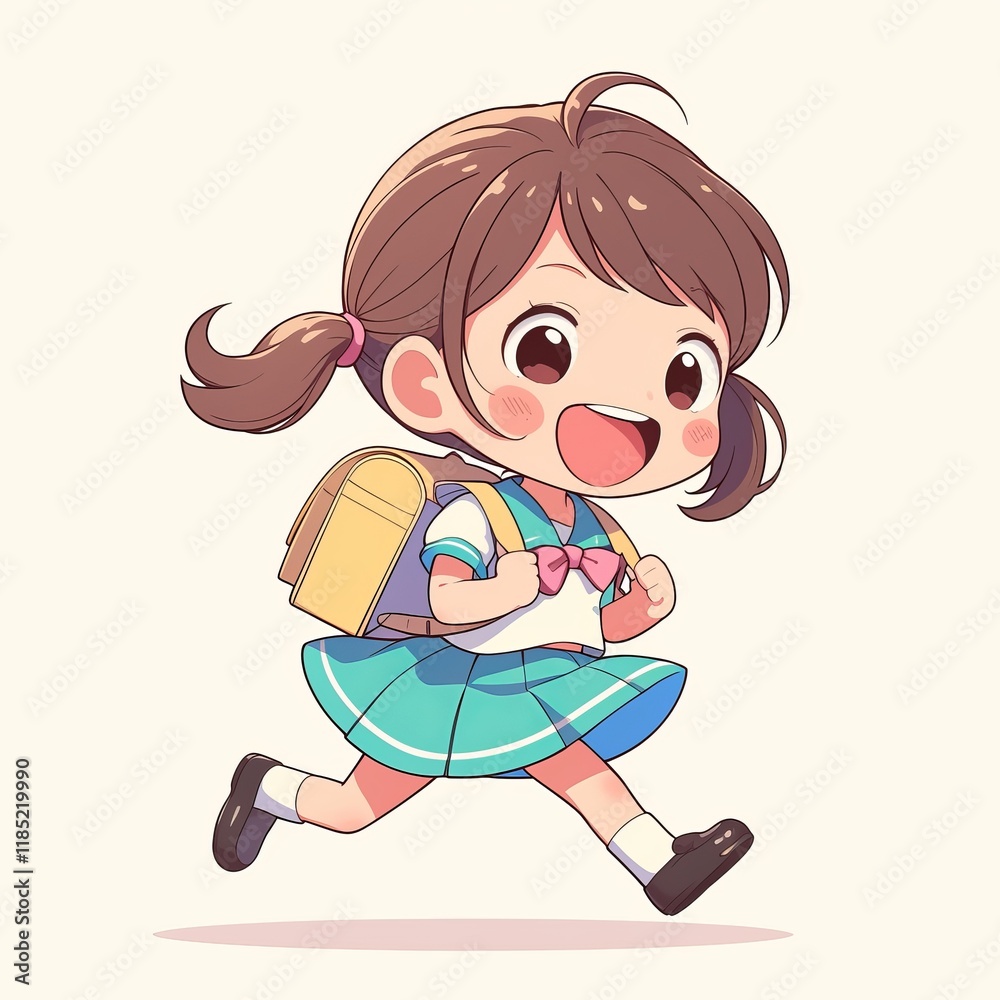 Little Girl's Happy Journey to School Generative AI Little Girl's Happy Journey to School Generative AI