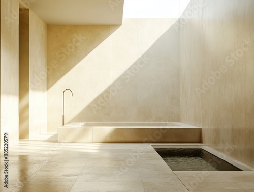 Minimalist Beige Bathroom F...