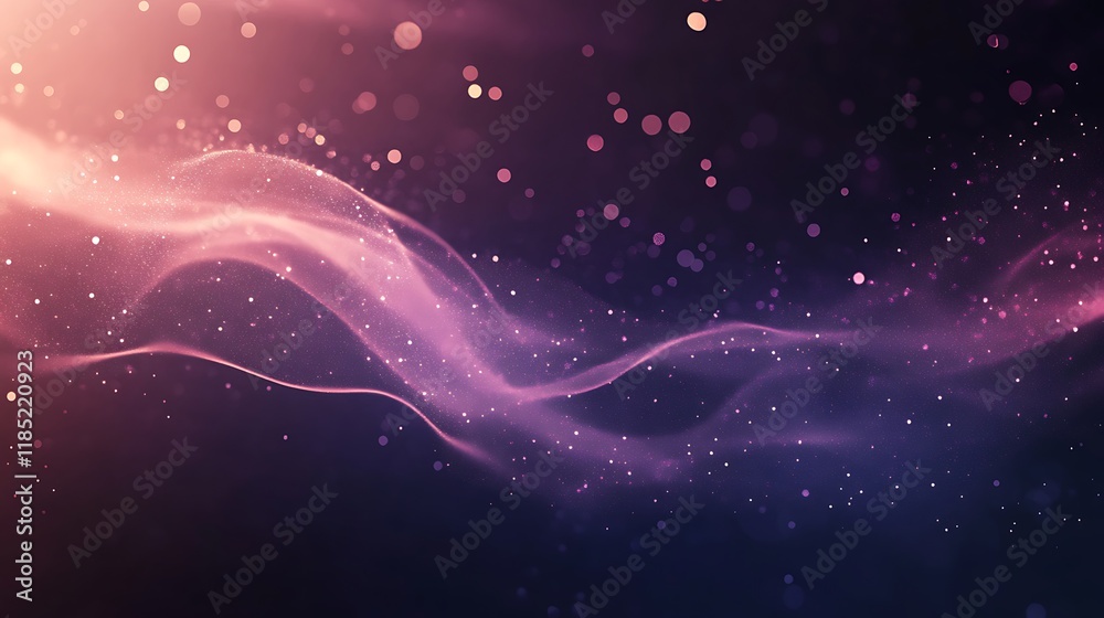 Fototapeta premium Abstract Pink Purple Wave With Glowing Particles
