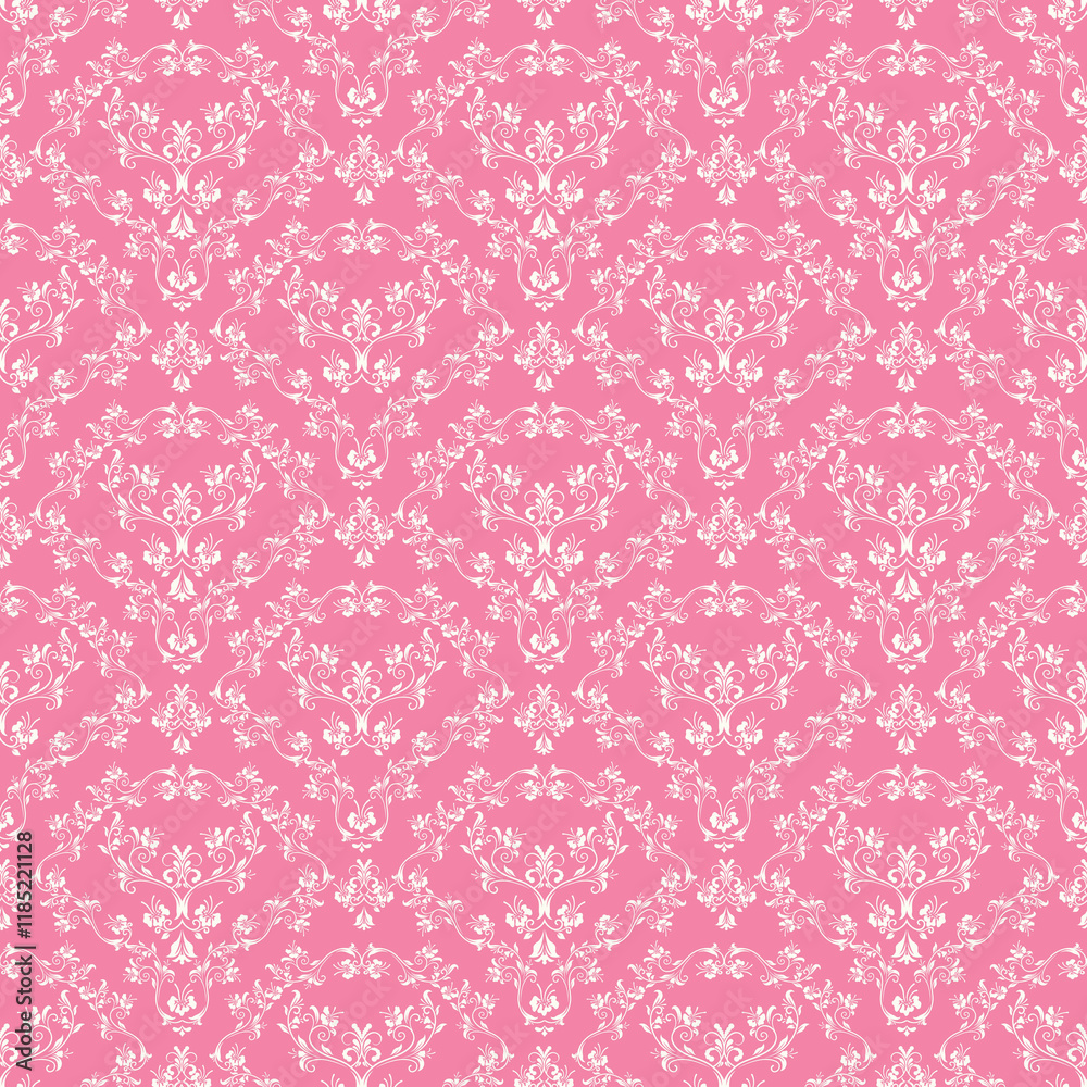 Background paper or fabric, with floral damask and baroque, seamless ornamental pattern Background paper or fabric, with floral damask and baroque, seamless ornamental pattern