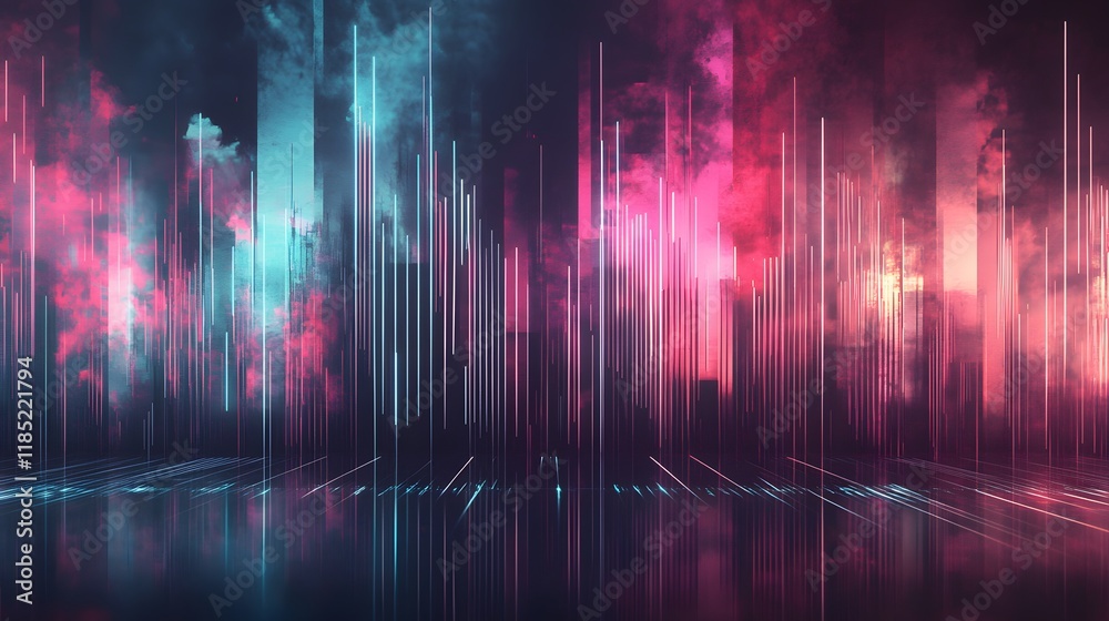 Obraz premium Abstract Neon Cityscape Digital Art