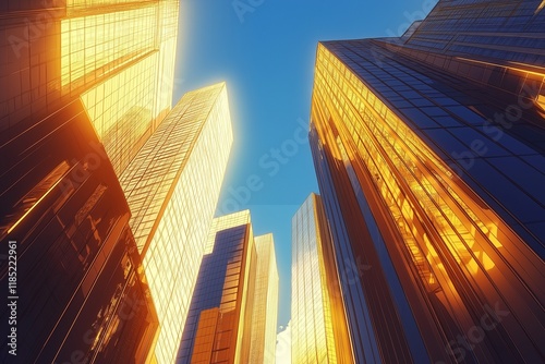 Wallpaper Mural Skyscrapers Reflecting Golden Sunlight Against Clear Blue Sky Torontodigital.ca