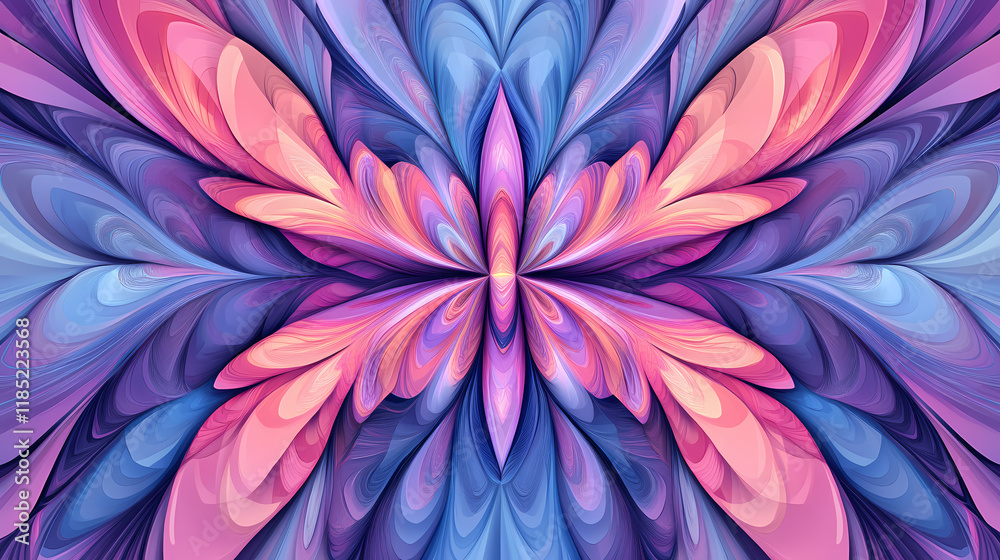 Purple abstract background featuring pink and blue triangles for design purposes. Flameleaf. Illustration